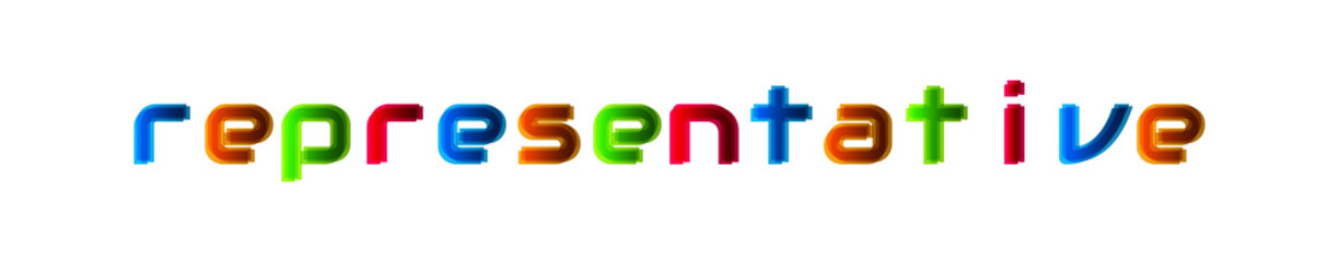 Representative - modern multicolor text on white background