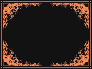 Halloween frame October 31st. Scary branch borders. Holiday greeting card. Vector illustration