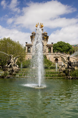 Ciutadella park in Barcelona with monument and fountain