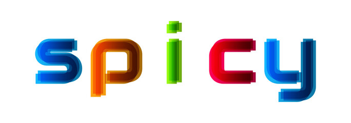 Spicy - modern multicolor text on white background