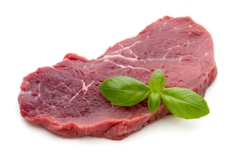 Fresh raw beef steak isolated on white.