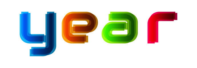 Year - modern multicolor text on white background