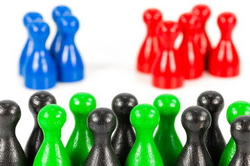 green and black halma cones against red and blue halma cones indicating majority ratios and group...