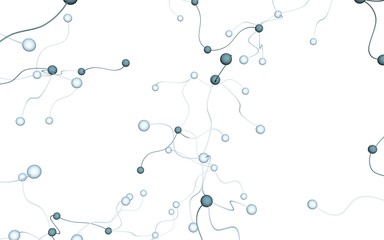 Neural network. Social network. Futuristic dna, deoxyribonucleic acid. Abstract molecule, cell illustration, mycelium. Light background. 3D illustration
