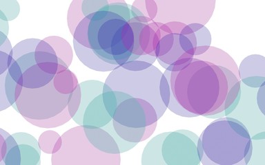 Multicolored translucent circles on a white background. Pink tones. 3D illustration