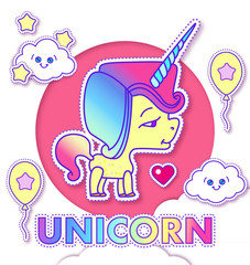 Cute Greeting Cards with Magic Unicorn.