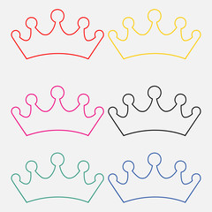 set of princess crowns isolated on white background - vector design