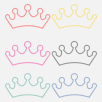 set of princess crowns isolated on white background - vector design