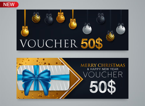 Christmas gift card voucher template with traditional background