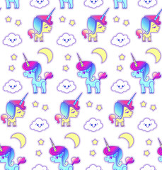 Cute Unicorn Seamless Pattern. Magic Dream. Kids Design.
