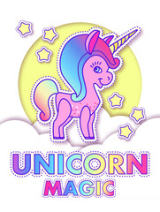 Cute Greeting Cards with Magic Unicorn.