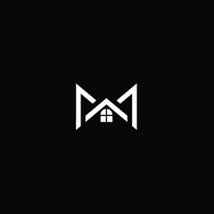 Minimal Solid Real Estate Letter M House Logo Design Using Letter M In Vector Format
