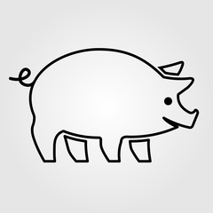 Pig icon isolated on white background. Vector illustration.