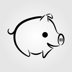 Pig icon isolated on white background. Vector illustration.