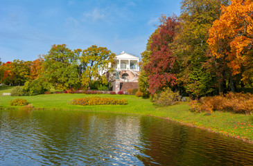 Catherine park in golden fall, Pushkin, Saint Petersburg, Russia