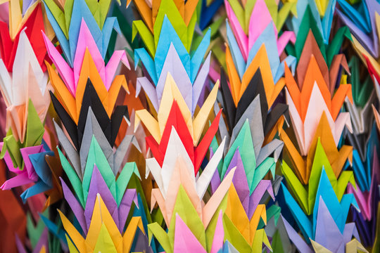 colorful origami birds