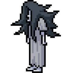 vector pixel art woman ghost