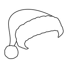 isolated, santa claus hat outline, simple
