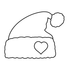 isolated, santa claus hat outline, simple