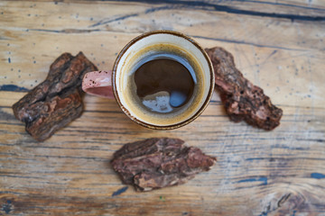 coffee time on wooden background