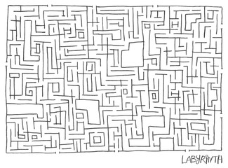 Hand drawn contour maze. Vector isolated illustration