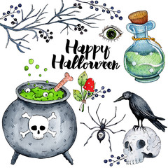 Vector watercolor illustration for Happy Halloween_4