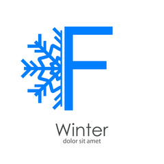 Logotipo letra F azul con estrella de frío 