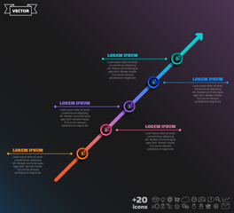Timeline infographics design. Business concept. 5 options, parts, steps. Can be used for graph, diagram, chart, workflow layout, number options, web. Vector illustration.