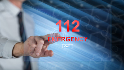 Man touching an emergency concept