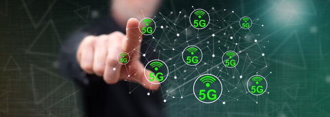 Man touching a 5g concept