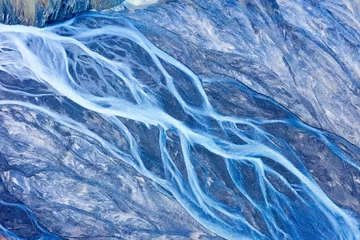 Crédence de cuisine en verre imprimé Canyon blue riverbed closeup