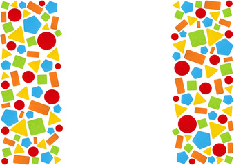 Colorful wooden toy blocks background in geometric shapes.