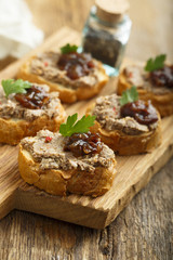 Homemade liver pate with onion jam