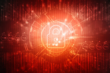 2d illustration Safety concept: Closed Padlock on digital background