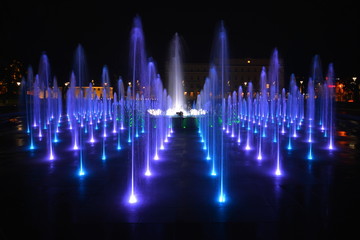 This a view of colourful fountain in Lublin, Poland. - obrazy, fototapety, plakaty