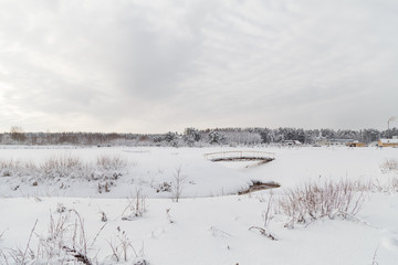 winter landscape with river in winter
