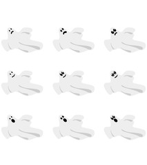 A set of ghosts with different eyes and facial expressions