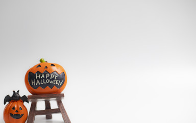 Halloween holiday pumpkins and others on white background