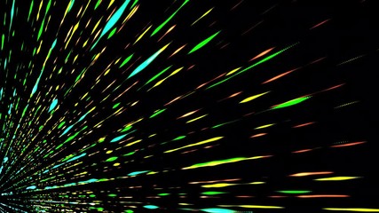 Abstract dark background animation with moving lines in perspective. Futuristic science concept.