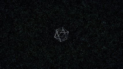 3D shape in space. Science motion graphics with dark background.