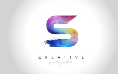 S Paintbrush Letter Design with Watercolor Brush Stroke and Modern Vibrant Colors