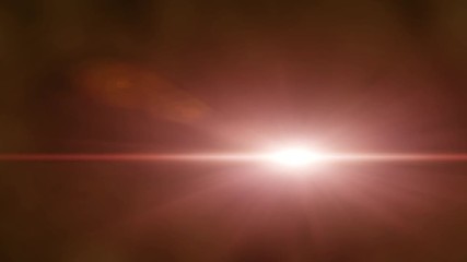 Bright light with lens flare moving. Red background with spotlight beam.