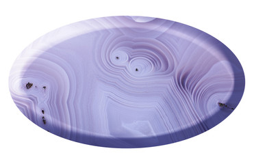 light blue agate oval isolated on white