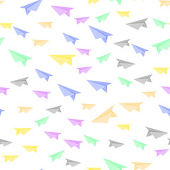 Colorful Paper Plane Seamless Pattern