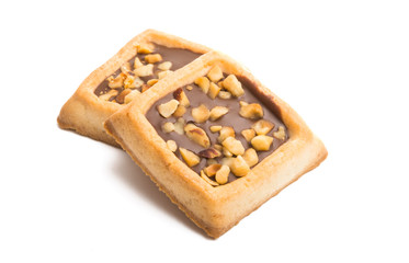 cookies with chocolate and nuts isolated