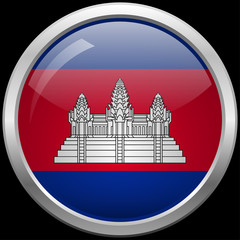 Cambodian flag glass button vector illustration