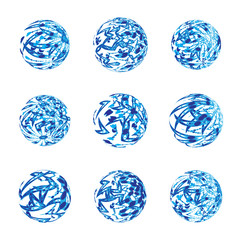 Abstract vector 3d shape or sphere illustration with doodles