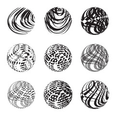 Abstract vector 3d shape or sphere illustration with doodles