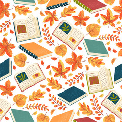 Books and Leaves pattern