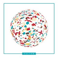 Abstract vector 3d shape or sphere with flower ornament